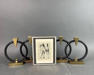 Lot 389 | Marino Marini Litho & Vintage Candleholders
