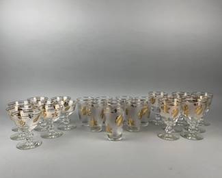 Lot 5d | MCM Libbey Gold Leaf Glassware
