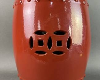 Lot 339 | Orange Barrel Shaped Ceramic Stool or Table

