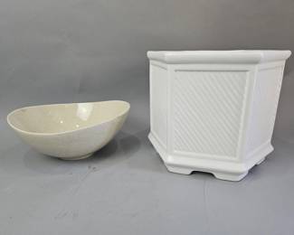 Lot 181 | Hexagonal Flower Pot and Red Wing Bowl
