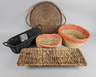 Lot 341 | Vintage Woven Decor Baskets & Trays
