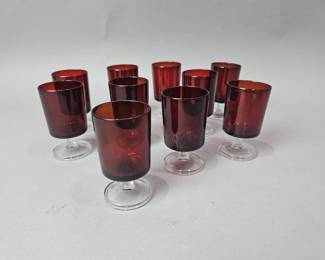 Lot 150 | Ruby Red Stem Wine Glasses
