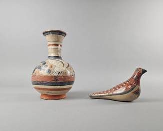 Lot 116 | Vintage 10" Mexican Tonala Pottery Vase & Bird
