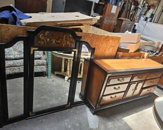 Lot 211 | Vintage Chinoiserie Asian Dresser w Mirror
