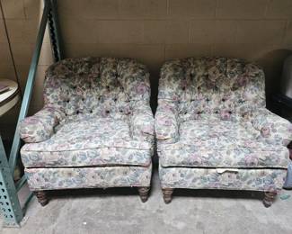 Lot 213 | Two Floral Upholstered Chairs and One Ottoman
