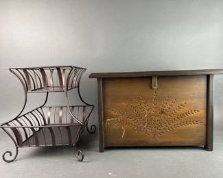 Lot 322 | Tiered Metal Trays & Small Wood Chest
