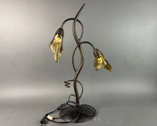 Lot 277 | Metal Lamp with Floral Shaped Glass Shades
