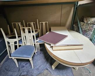 Lot 218 | MCM Rattan Leaf Table and 6 Chairs
