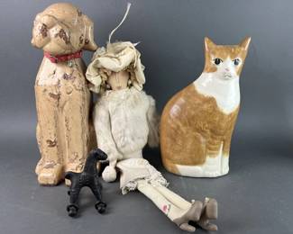 Lot 312 | Larger Ceramic Dog & Cat Horse & Manago Doll
