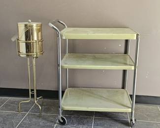 Lot 198 | Ice Bucket w Stand and Rolling Cart

