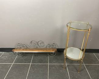 Lot 408 | Glass Top Side Table & Wall Shelf
