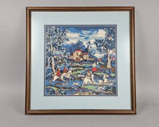 Lot 451 | Vintage Rare Framed Fox Hunt Needlepoint
