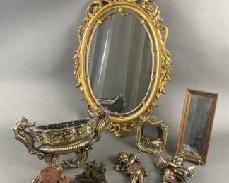 Lot 154 | Ornate Vintage Decorative Mirror, Bookends & More
