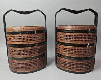 Lot 130 | Chinese Rattan Wicker Bento Baskets
