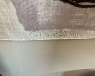 Calman Shemi Signed 1980's "Night Disturbance 11" Original Hand Painted Mixed Media  Height: 52"  x 62.25" Soft Painting on Wool 