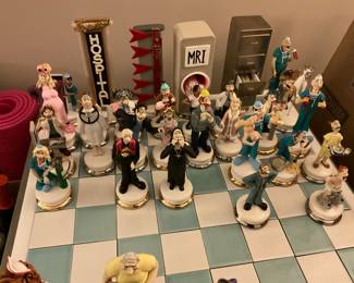 Douglas Anderson DOCTORS VS. PATIENTS
CHESS SET
Board size 26” X 26”
Tallest Chess Piece: Rook 10”
Other size references: King 8” Queen 8” Pawn 5”
