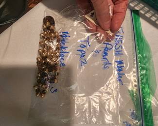 Fresh water pearls with topaz stones