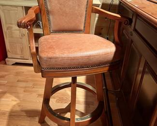 Classic Studded Leather Bar Stool