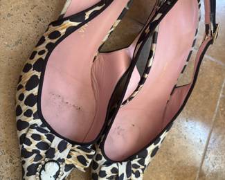 Dolce and Gabbana Satin Cheetah Print Kitten Slingback Heels