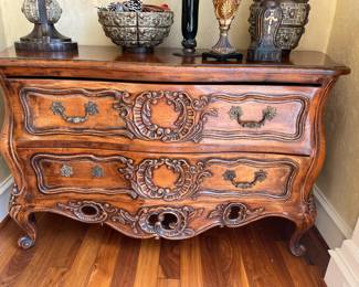 French Provincial Louis XV Style Carved Chest/ Commode