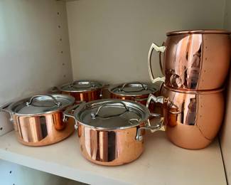 4 Williams Sonoma Copper Sauce Pans