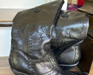 BCB Girls Women’s Black Leather Western Boots