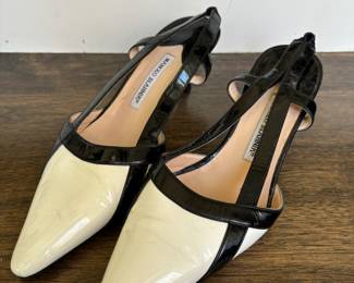 Manolo Blahnik Black/Cream Slingback Heels