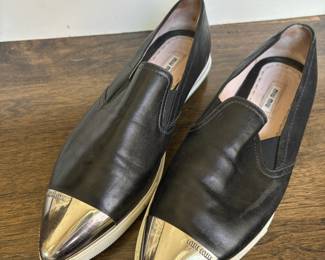 Miu Miu Women's Black Metal Cap Toe Shoes