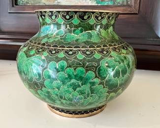 Green Cloisonné Sancai Jar
