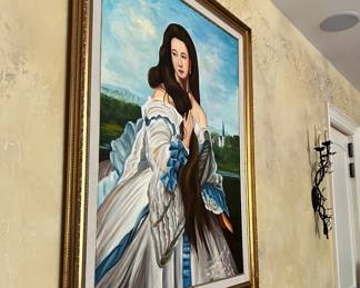 Framed Oil Painting of Victorian Woman by Christin Pso