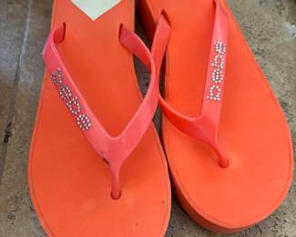 Bebe Orange Platform Flip Flops