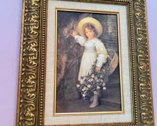 Framed Victorian Garden Print Harebells by Sigismund Goetze