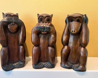 Wood Carved 3 Wise Monkeys