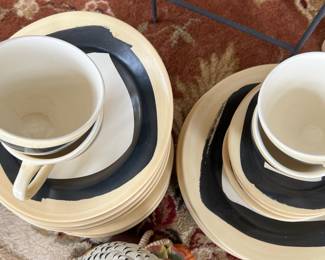 Ann Mallory Americaware Black/White Abstract Dinnerware Set
