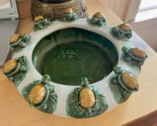 Majolica Style Pottery 3D Turtle Planter