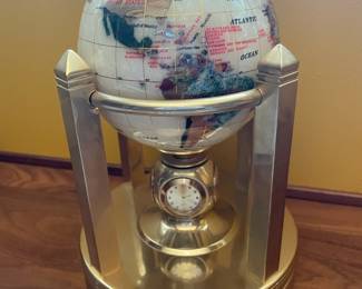 Brass & Mother of Pearl Inlay Rotating Globe 
