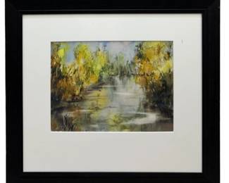 Signed Neville Woodbury “River Ebro#24" Watercolor
