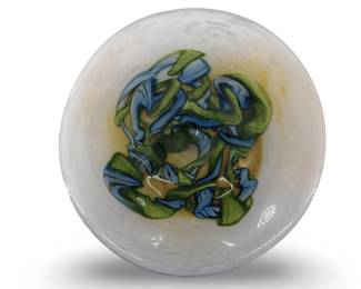 Large Hand Blown Swirl Art Glass Centerpiece Plate