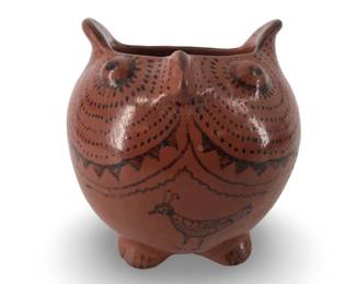 Maricopa Zoomorphic Owl Pottery Vessel