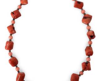 Vintage Chunky Salmon Coral Beaded Necklace