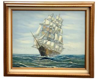 Signed Ben Evans Ocean Landscape Oil on Canvas