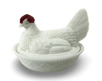Westmoreland Milk Glass Chicken Butter Dish