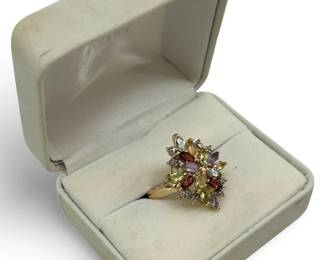 Sterling Silver Semi-Precious Stone Inlaid Ring