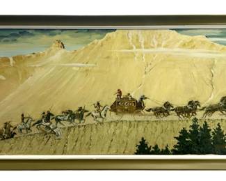 Signed Joan Young Attributed “Stagecoach" Oil