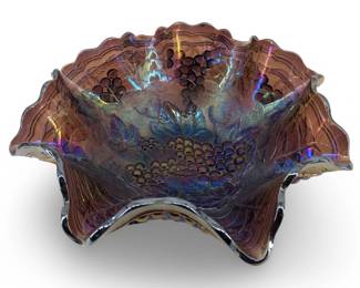 Vintage Amethyst Grapevine Carnival Glass Bowl