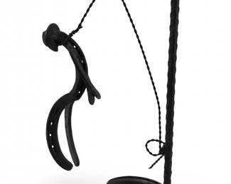Wrought Iron Hanging Cowboy Horseshoe Sculpture