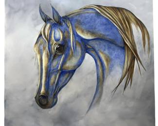 Signed Debi Pollock Horse Portrait Oil on Canvas
