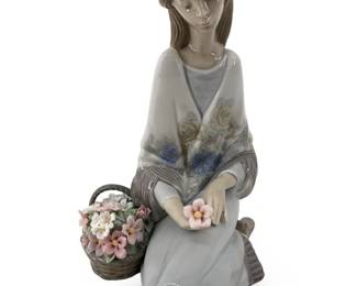 Lladro “Flower Song Girl W/Basket” Porcelain