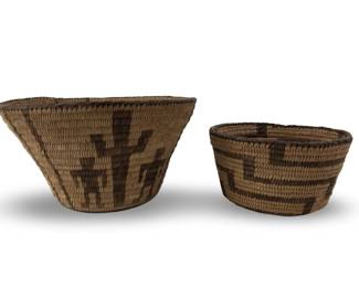 (2pc) Apache Figural/Pima Geometric Design Baskets