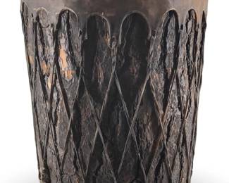 Old Ceremonial Tree Trunk Drum W/Bark & Rawhide